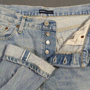 Levi's Made And Crafted Selvedge Jeans Women's 32 Fits 34x25 Blue 501 Taper